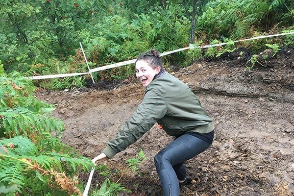 Lindsay showing that the track is slippier than it looks. 